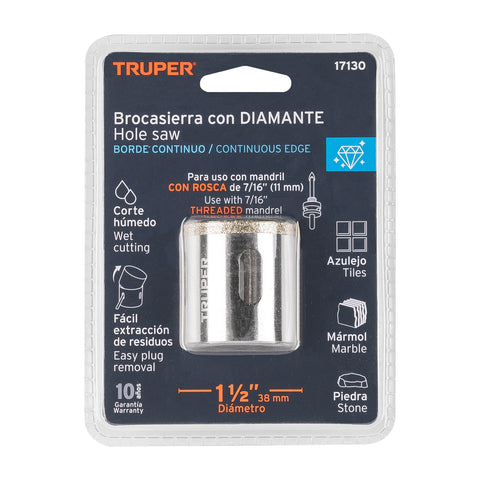 Brocasierra diamante 1-1/2' borde continuo, Truper | COAZ-1-1/2 | 17130