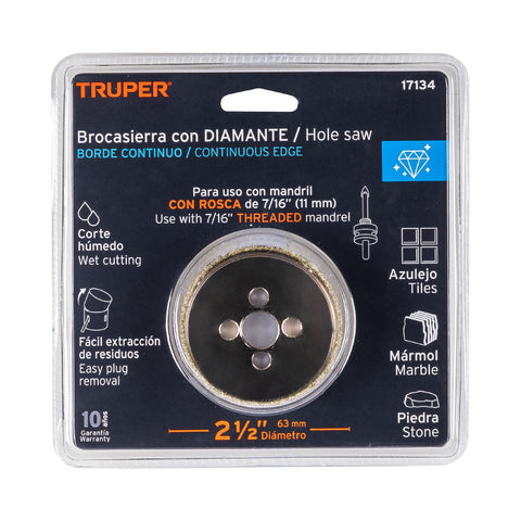 Brocasierra diamante 2-1/2' borde continuo, Truper | COAZ-2-1/2 | 17134