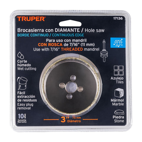 Brocasierra diamante 3' borde continuo, Truper | COAZ-3 | 17136