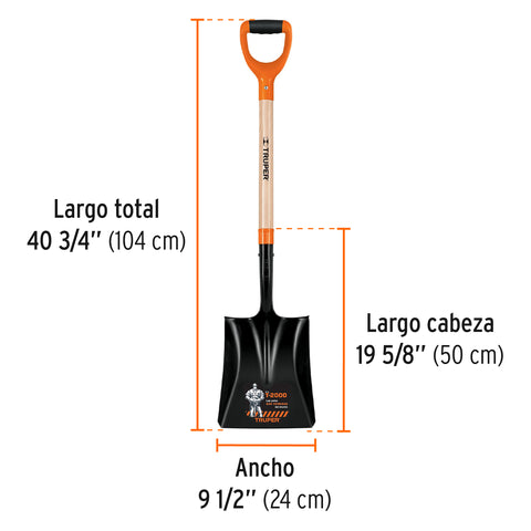 Pala cuadrada T-2000, puño 'Y', Truper | PCY-P | 17161
