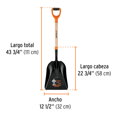 Pala carbonera T-2000, puño 'Y', Truper | PCAY-P | 17164