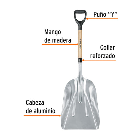 Pala sanitaria cabeza #15-1/2 aluminio, puño 'Y', mango 27' | PALY-14 | 17233