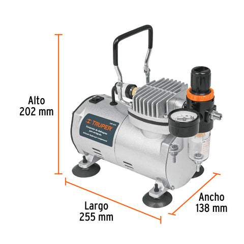 Compresor libre de aceite, para aerografo,1/5HP,127V, TRUPER | COMP-AERO | 17247