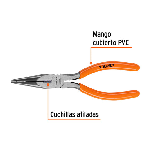 Pinza de punta y corte 7' mango de PVC, Truper | T203-7 | 17315