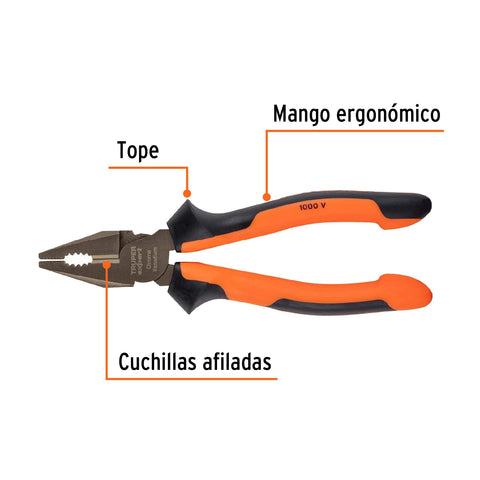 Pinza para electricista 7' alta palanca, Comfort Grip,Expert | T201-7X | 17329