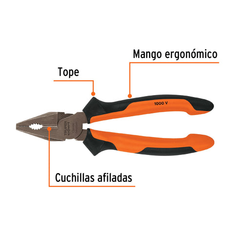 Pinza para electricista 8' alta palanca,Comfort Grip,Expert | T201-8X | 17330