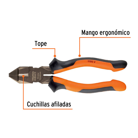 Pinza electricista 7' uso rudo, alta palanca, Comfort Grip | T200-7X | 17338