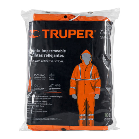 Conjunto impermeable doble capa naranja con reflejante, CH | TRA-NAR-S | 17407