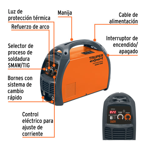 Soldadora inversora 250A, 220V, TRUPER | SOIN-250 | 17411