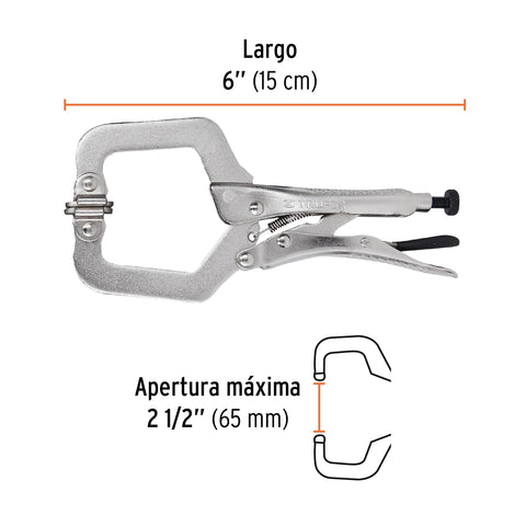 Pinza de presión 6' tipo 'C' con mordaza autoajustable | PPC-6R | 17413
