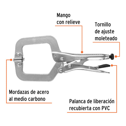 Pinza de presión 9' tipo 'C' con mordaza autoajustable | PPC-9R | 17414