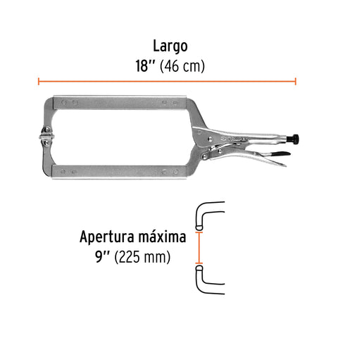 Pinza de presión 18' tipo 'C' con mordaza autoajustable | PPC-18R | 17415
