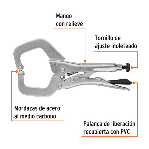 Pinza de presión 6' tipo 'C' con mordaza fija, Truper | PPP-6R | 17416