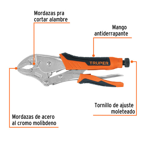 Pinza de presión 10' mordaza curva mango de vinil, Truper | PPT-10CX | 17436