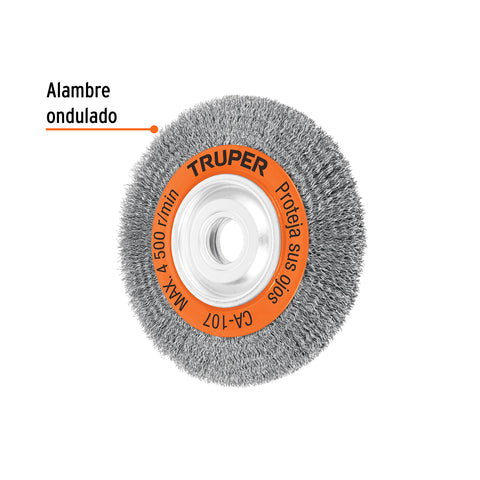 Carda alambre ondulado 8' x 3/4' para esmeril, Truper | CA-107 | 17524