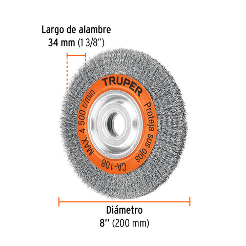 Carda alambre ondulado 8' x 7/8' para esmeril, Truper | CA-108 | 17525