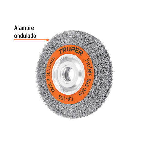 Carda alambre ondulado 8' x 1' para esmeril, Truper | CA-109 | 17526