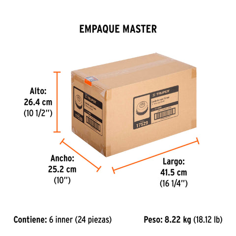 Carda copa 3' alambre trenzado grueso, eje 5/8'-11, Truper | CT-608X | 17529