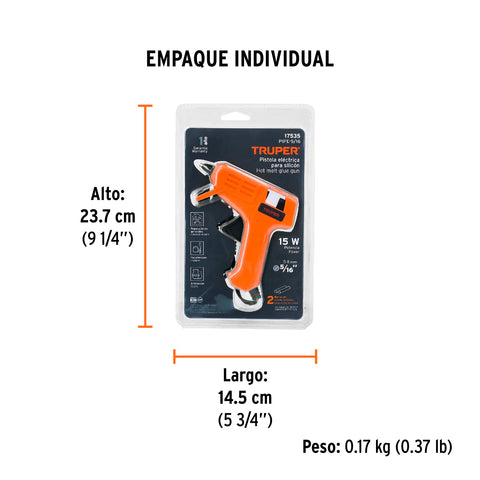 Pistola eléctrica de 20W para silicón de 5/16', 127V, TRUPER | PIPE-5/16 | 17535