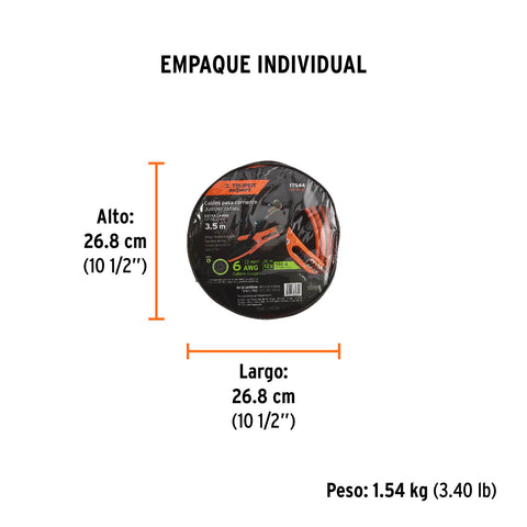Cables pasa corriente 3.5 m, 350 A, 6 AWG, con funda, Expert | CAP-3506T | 17544