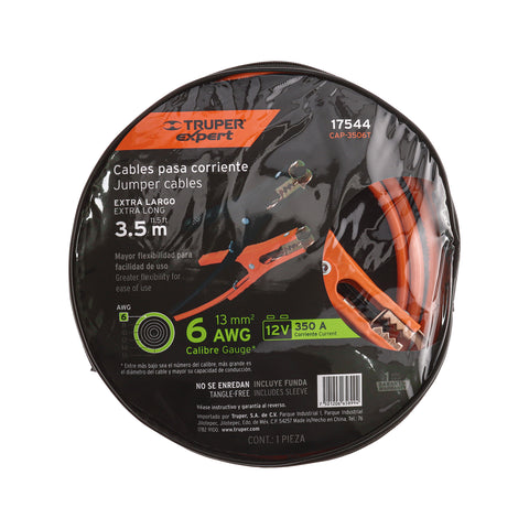 Cables pasa corriente 3.5 m, 350 A, 6 AWG, con funda, Expert | CAP-3506T | 17544