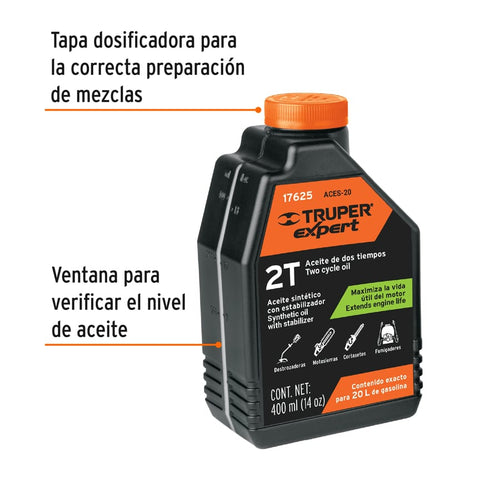 Aceite sintético para motor de 2 tiempos, 400 ml | ACES-20 | 17625
