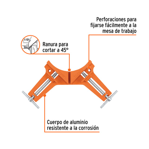 Prensa esquinera de 3' profesional, cuerpo aluminio, Truper | PESQ-3 | 17690