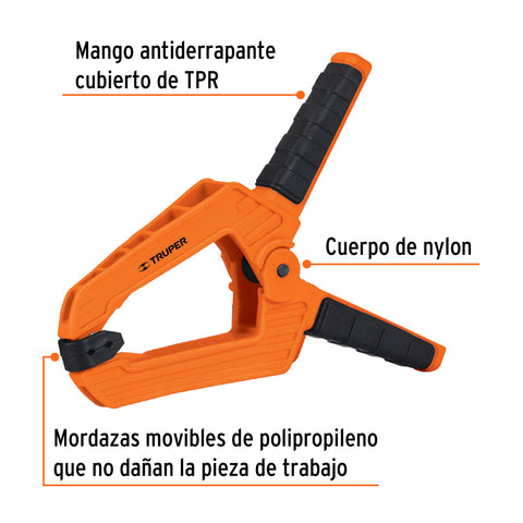 Prensa de resorte de 8', cuerpo de nylon con mango de TPR | PRE-8 | 17702
