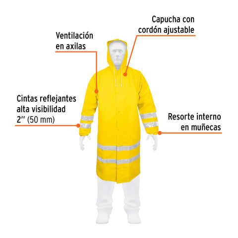 Gabardina impermeable doble capa con reflejante, CH, Truper | IM-REF-S | 17721