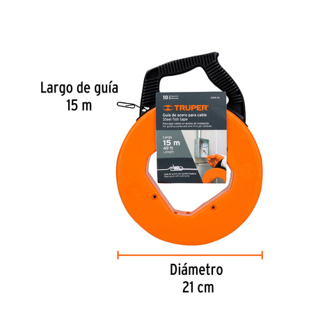 Guía de acero de 15 m para cable, Truper | GUIA-15 | 17751