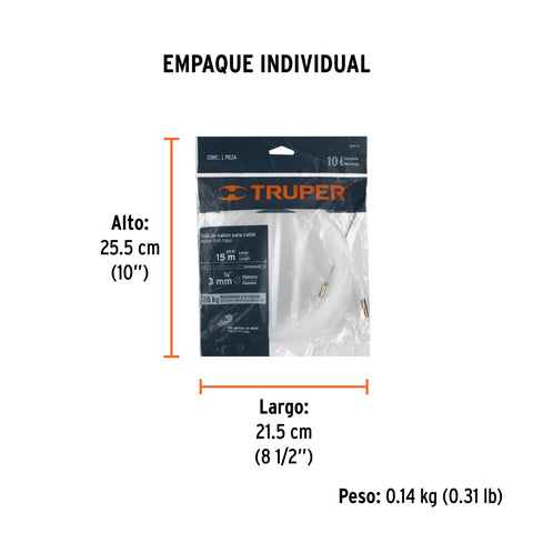 Guía de nylon de 15 m para cable, Truper | GNY-15 | 17756