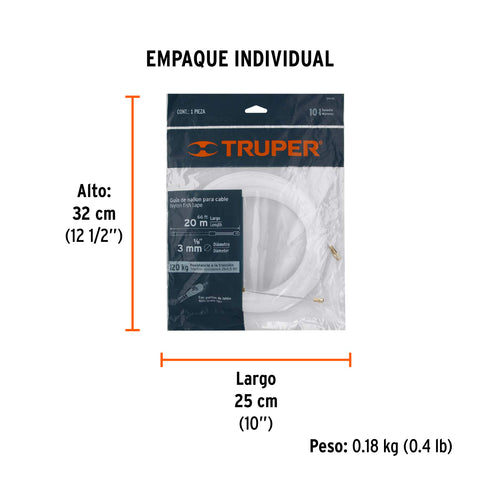 Guía de nylon de 20 m para cable, Truper | GNY-20 | 17757