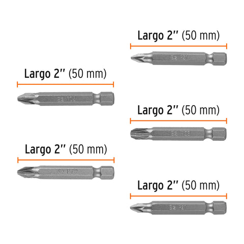 Estuche con 5 puntas pozidriv combinadas largo 2', Expert | PUDE-2002 | 17799