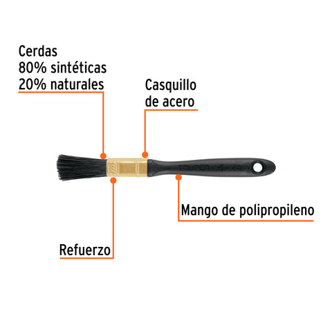Brocha profesional de 1/2' mango de plástico, Truper Expert | BRT-1/2X | 17849