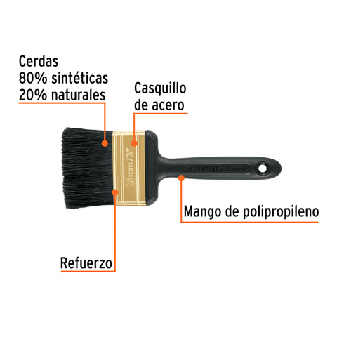 Brocha profesional de 3' mango de plástico, Truper Expert | BRT-3X | 17864