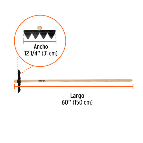 Rastrillo forestal con mango de madera de 60', TRUPER | R4-FOR | 17889