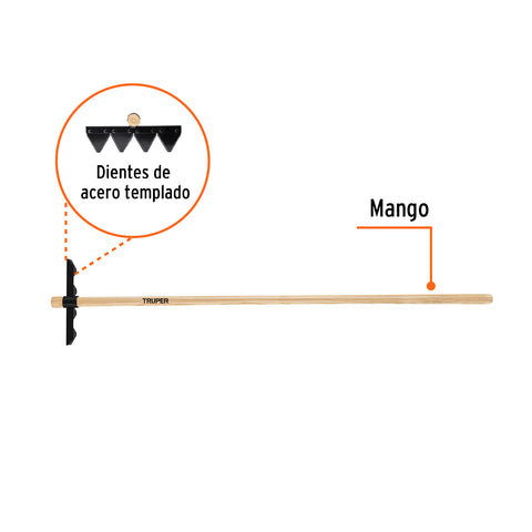Rastrillo forestal con mango de madera de 60', TRUPER | R4-FOR | 17889