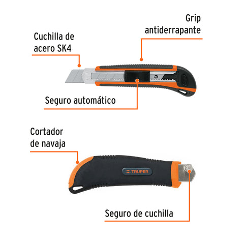 Cutter 25 mm profesional con alma metálica y grip, Truper | CUT-7X | 17901