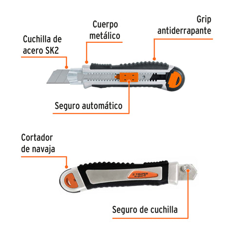 Cutter 25 mm trabajo pesado c/alma metálica y grip, Expert | CUT-7XX | 17902