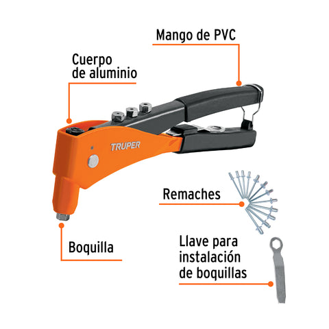Remachadora profesional 10' con remaches, Truper | RE-9X | 17961