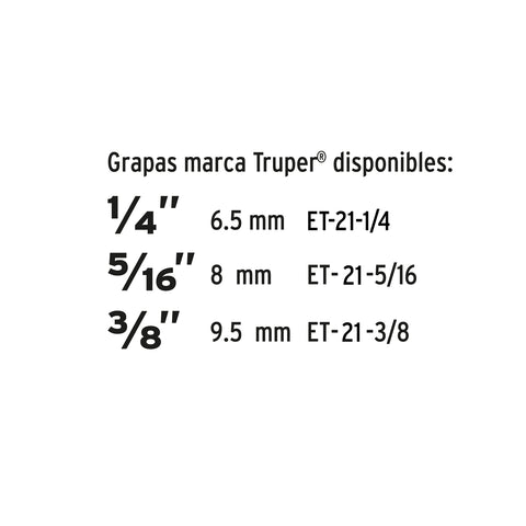 Engrapadora tipo pistola para ¼',5/16', 3/8', con 200 grapas | ET-21 | 17963