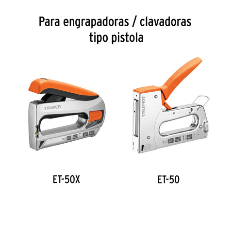 Caja con 1000 grapas 3/8' corona 10.7 mm para ET-50, Truper | ET-50-3/8 | 17967