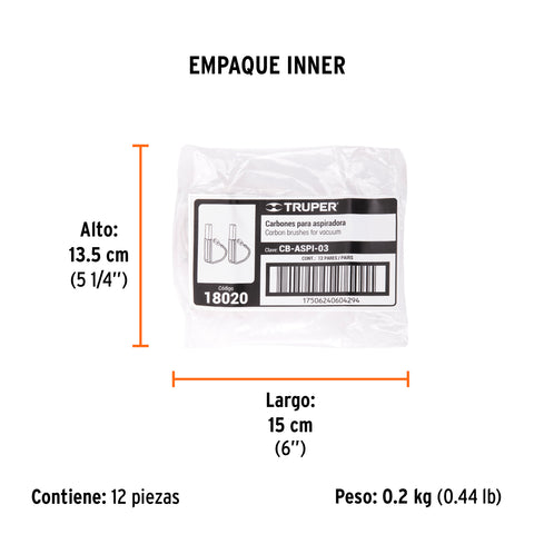 Bolsa con 2 carbones de repuesto para ASPI-03, TRUPER | CB-ASPI-03 | 18020