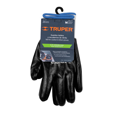 Guantes de poliéster recubiertos de nitrilo, M, TRUPER | GU-152 | 18026