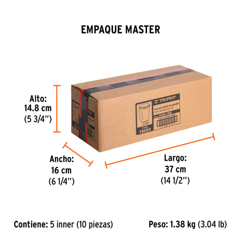 Vaso aluminio de repuesto para PIPI-400, TRUPER | VASO-400 | 18069