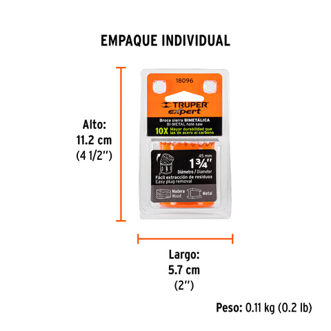 Brocasierra bimetálica 1-3/4', Truper Expert | COBI-1-3/4 | 18096