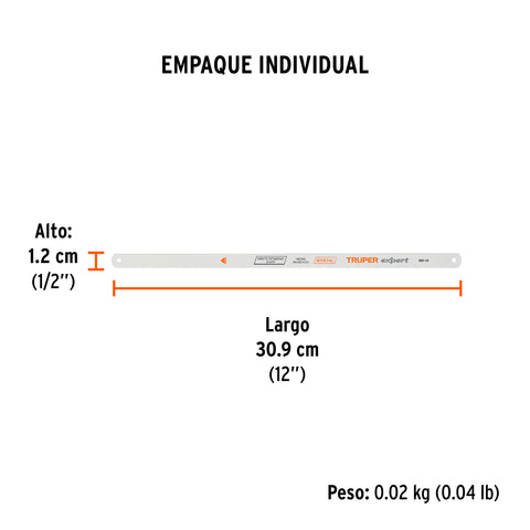 Segueta bimetálica de 12', 18 DPP, Truper Expert | SBI-18 | 18100