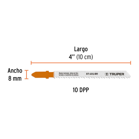 Blíster con 5 seguetas 10 DPP zanco 'T' corte recto triplay | ST-101-BR | 18125