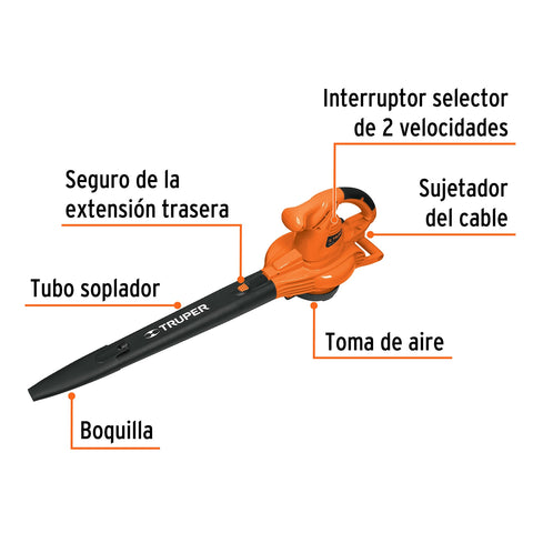 Sopladora/Aspiradora eléctrica 1,440W, con bolsa recolectora | SOPLA-1440 | 18146