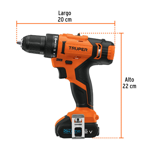 Taladro 3/8', 12V, 1 batería 2Ah, PRO | TALI-12A2 | 18153